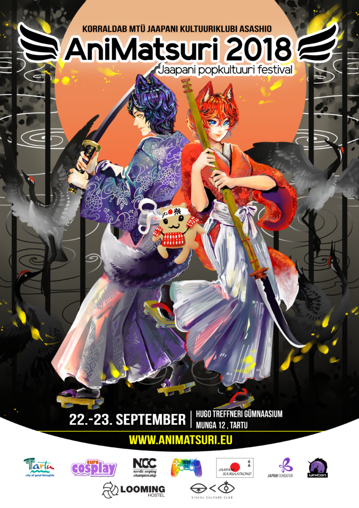 AniMatsuri toimub käesoleval aastal 22.-23. septembril Tartus, Hugo Treffneri gümnaasiumis. Selle aasta teemaks on samuraid. Rohkem infot leiad www.animatsuri.e